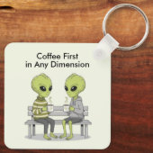 Funny Coffee and Aliens Sleutelhanger (Achterkant)