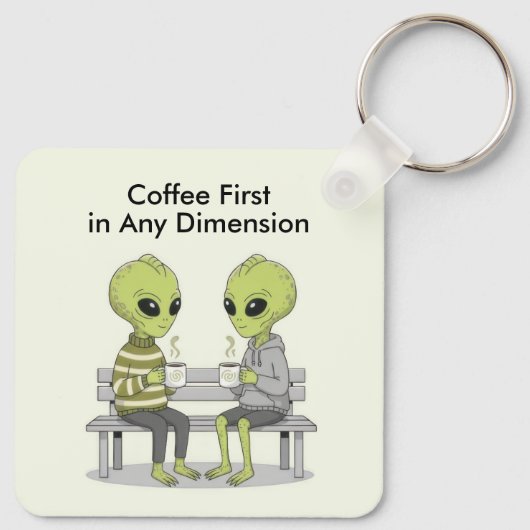 Funny Coffee and Aliens Sleutelhanger (Achterkant)