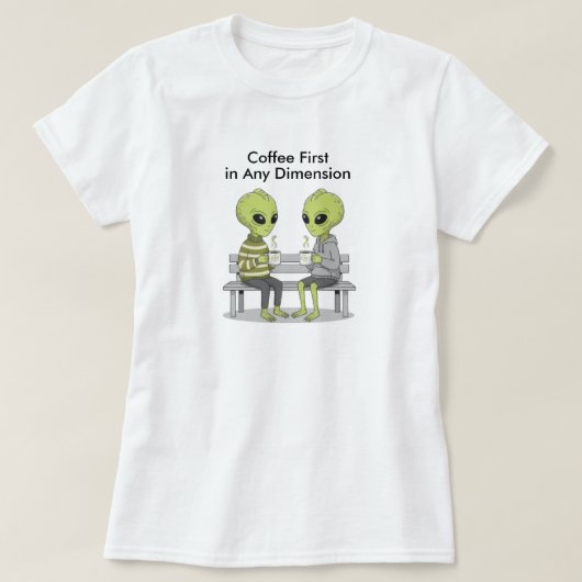 Funny Coffee and Aliens T-shirt (Design voorkant)