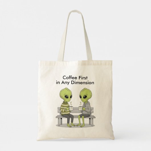 Funny Coffee and Aliens Tote Bag (Achterkant)