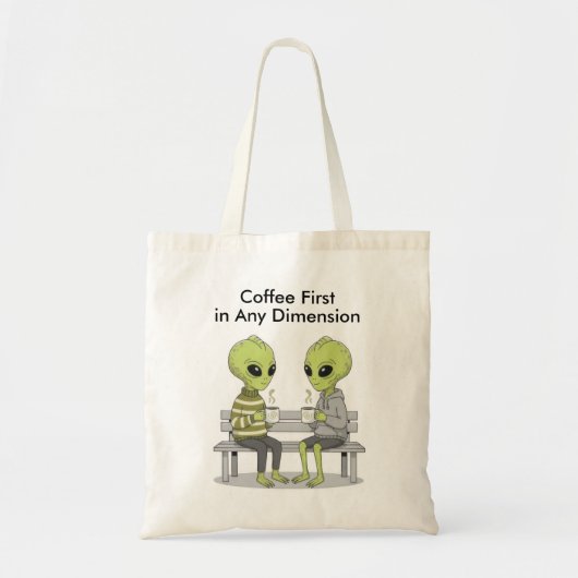 Funny Coffee and Aliens Tote Bag (Voorkant)