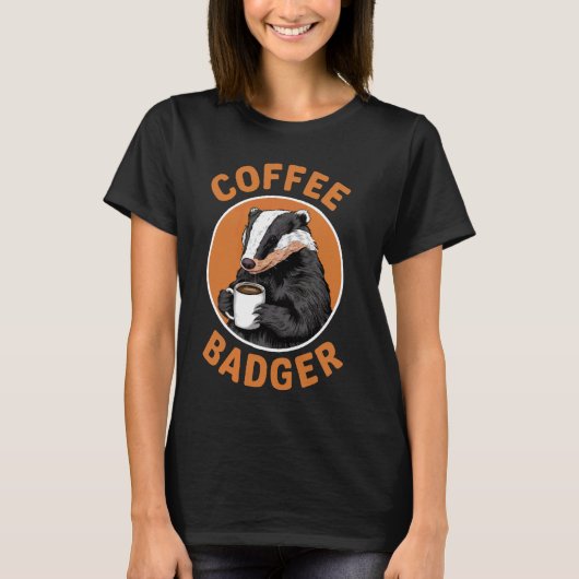 Funny Coffee Badger - Koffie Badging Expert T-shirt (Voorkant)