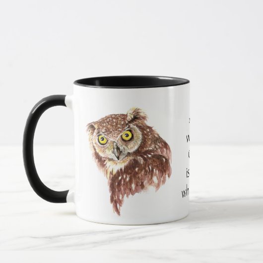Funny Coffee, Caffeine, Quote Owl met Attitude Mu Mok (Links)