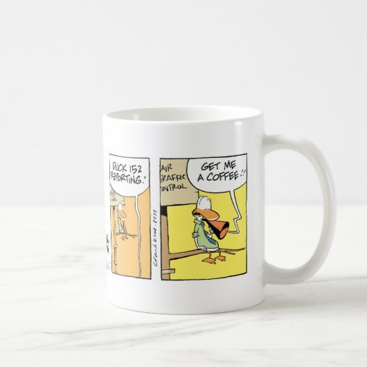 Funny Coffee Cartoon van de luchtverkeersleider Koffiemok (Rechts)