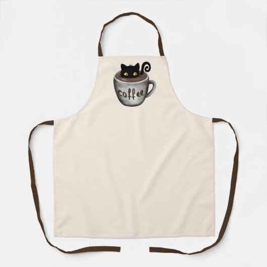 Funny Coffee Cat Apron Schort (Voorkant)