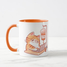 Funny Coffee Cat Mug, Cute Overworked Programmer G Mok