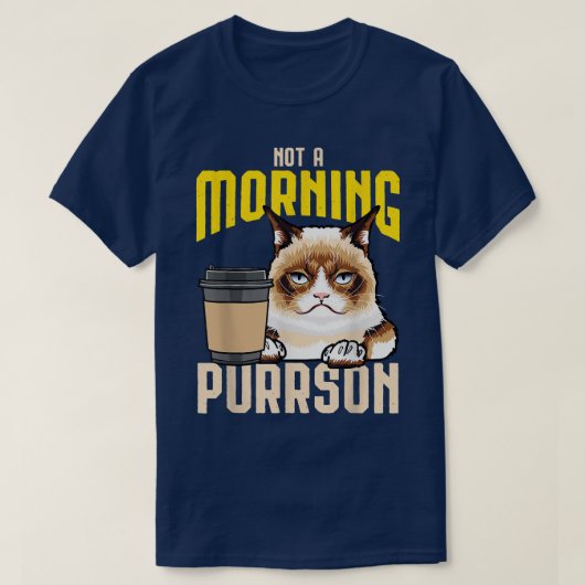 Funny Coffee Cat Spint geen morning Purrson Caffei T-shirt (Design voorkant)