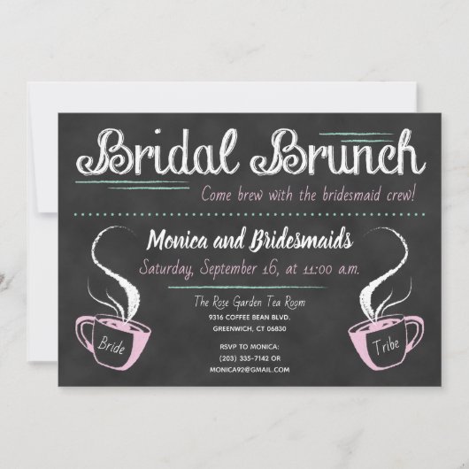 Funny Coffee Chalkboard Bridesmaid Brunch Kaart (Voorkant)
