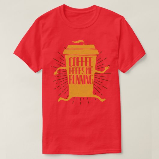 Funny Coffee Cup Running Gezegden T-shirt (Design voorkant)