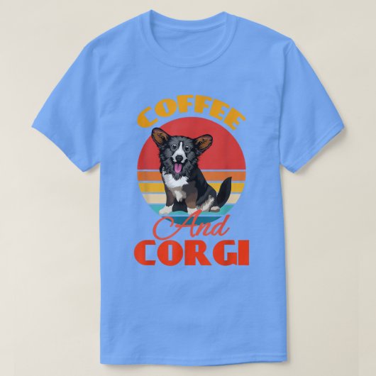 Funny Coffee en Cardigan Welsh Corgi Hondenliefheb T-shirt (Design voorkant)