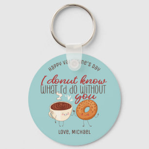 Funny Coffee en Donut Pun Cute Valentijnsdag Sleutelhanger