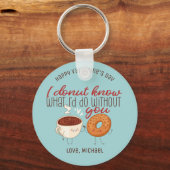 Funny Coffee en Donut Pun Cute Valentijnsdag Sleutelhanger (Voorkant)