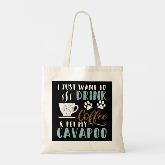 Funny Coffee en Pet My Cavapoo Dog 236 Tote Bag (Achterkant)