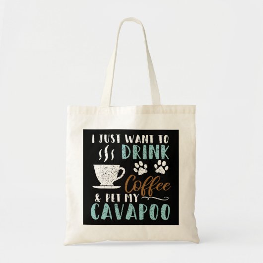 Funny Coffee en Pet My Cavapoo Dog 236 Tote Bag (Voorkant)