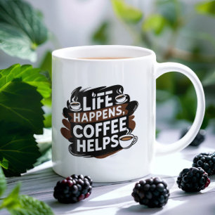 Funny Coffee Gifted mok – Het leven gebeurt koffie