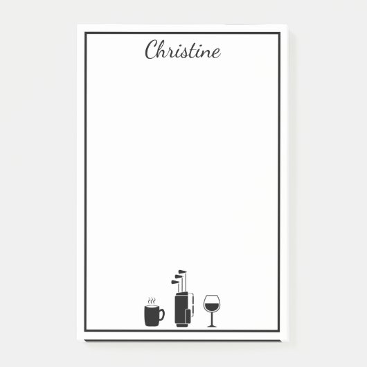 Funny Coffee Golf Wine Personalized Post-it Notes (Voorkant)