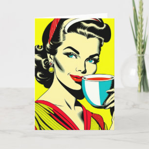 Funny Coffee Humor   Retro Lady vriendschap Kaart