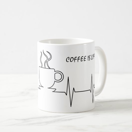 Funny Coffee is Life EKG Koffiemok (Voorkant rechts)