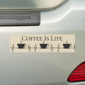 Funny Coffee is Life Heartbeat Novelty Bumpersticker (Op auto)