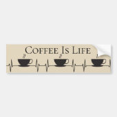 Funny Coffee is Life Heartbeat Novelty Bumpersticker (Voorkant)