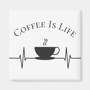 Funny Coffee is Life Heartbeat Novelty Magneet