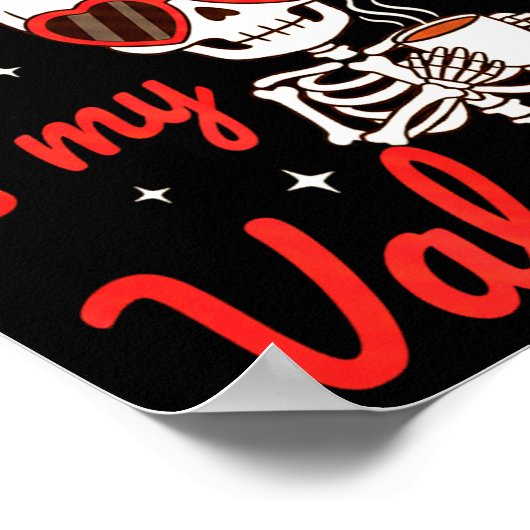 Funny Coffee Is My Valentine Caffeine Lover Retro  Poster (Hoek)