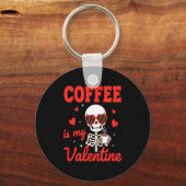 Funny Coffee Is My Valentine Caffeine Lover Retro  Sleutelhanger (Voorkant)
