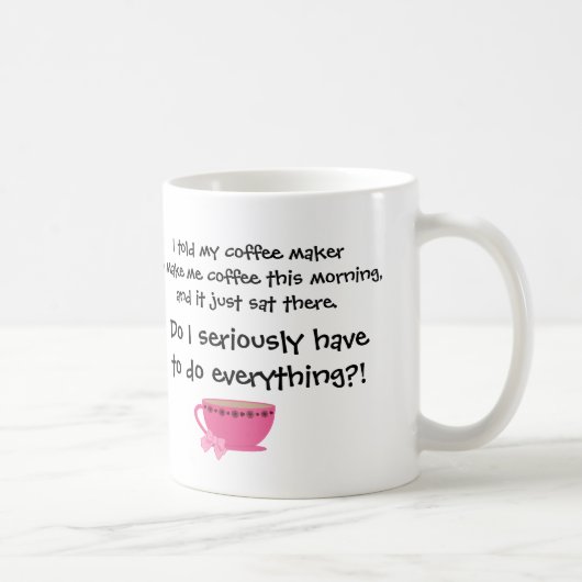 Funny Coffee Jokes Girly Coffee Cup Roze Bow Koffiemok (Rechts)