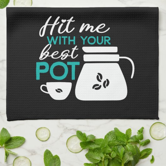 Funny Coffee Lover Caffeine Addicine Pset Pattern Theedoek (Gevouwen)