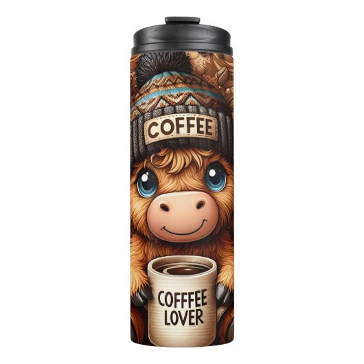 Funny Coffee Lover Cow  Thermosbeker (Voorkant)