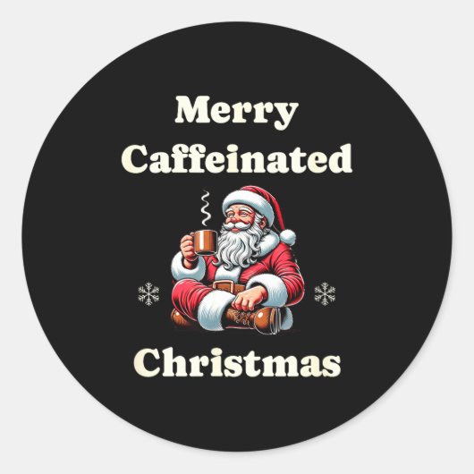 Funny Coffee Lover Holiday Merry Caffeinated Chris Ronde Sticker (Voorkant)
