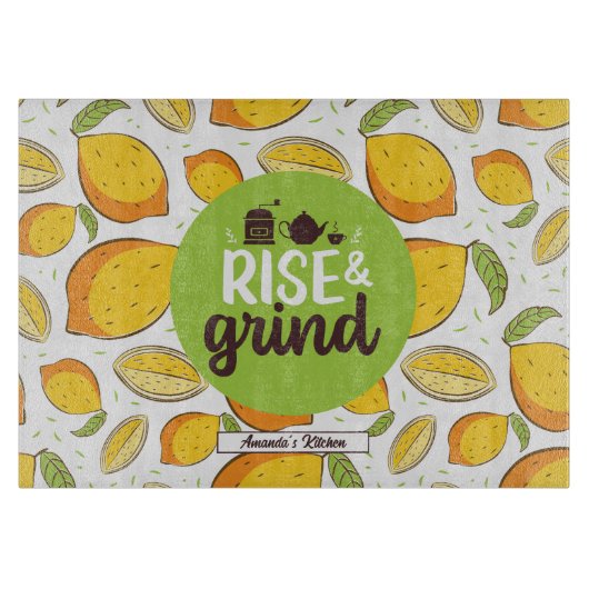 Funny Coffee Lover Quote  Lemon Pattern Snijplank (Voorkant)