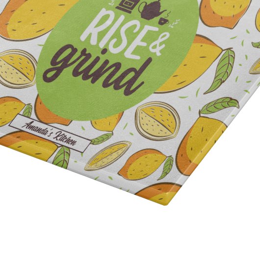 Funny Coffee Lover Quote Lemon Pattern Snijplank (Hoek)