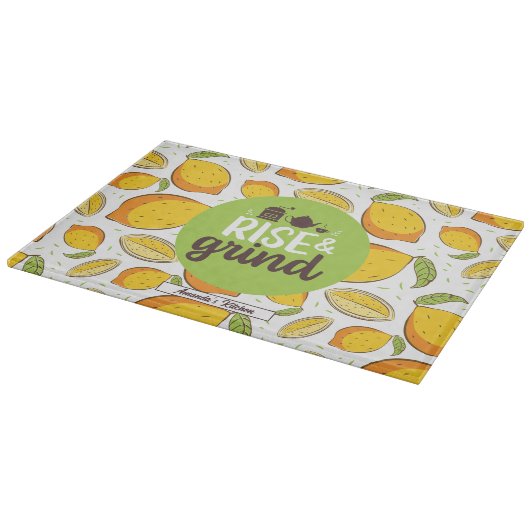 Funny Coffee Lover Quote  Lemon Pattern Snijplank (Hoek)