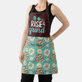 Funny Coffee Lover Rise en Grind Donut Pattern Schort (Insitu)