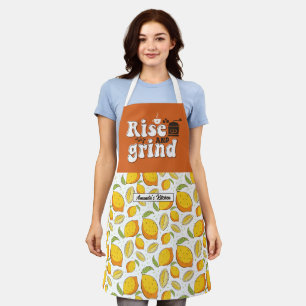 Funny Coffee Lover Rise en Grind Lemon Pattern Schort