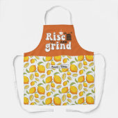 Funny Coffee Lover Rise en Grind Lemon Pattern Schort (Voorkant)