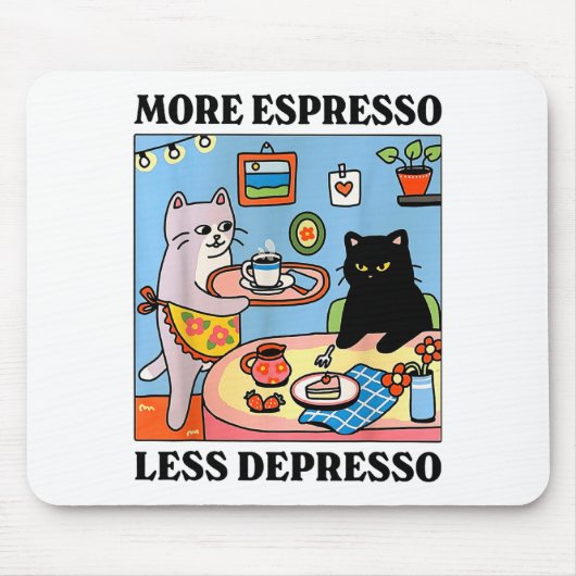 Funny Coffee Lover With Cute Cat More Espresso Les Muismat (Voorkant)