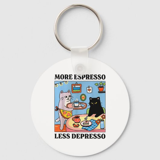Funny Coffee Lover With Cute Cat More Espresso Les Sleutelhanger (Voorkant)