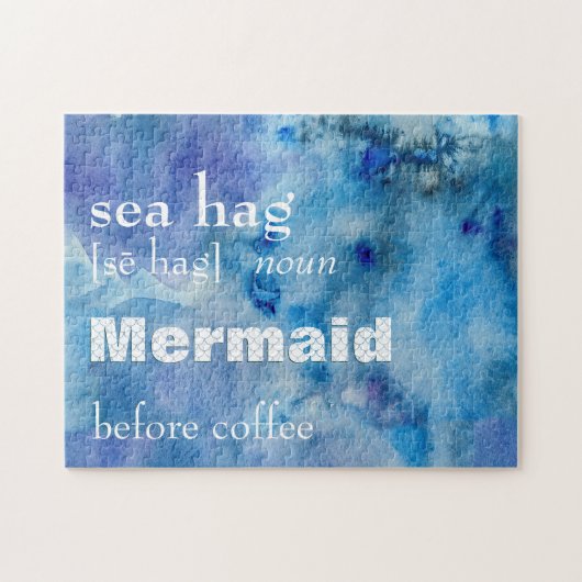 Funny Coffee + Mermaid Quote Definitie Zee Hag Legpuzzel (Horizontaal)