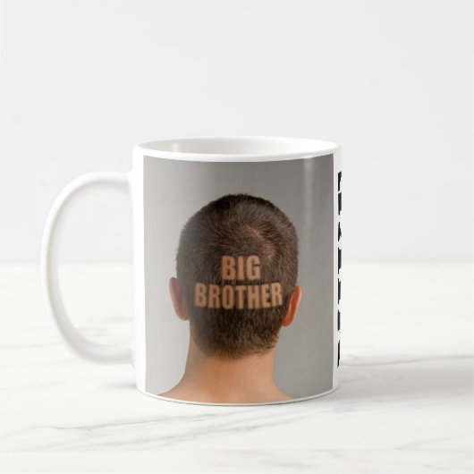 Funny Coffee Mok Big Brother Haircut Shaved Head (Links)