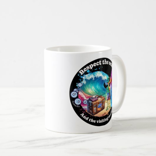 Funny coffee mok et respect oceaan (Voorkant rechts)