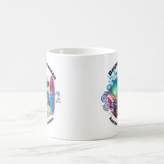 Funny coffee mok et respect oceaan (wit) (Center)