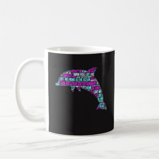 Funny Coffee Mok Gift - Dolphin Word Cloud (Links)