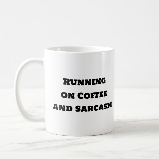 Funny Coffee Mok - Hardlopen op koffie en sarcasme (Links)