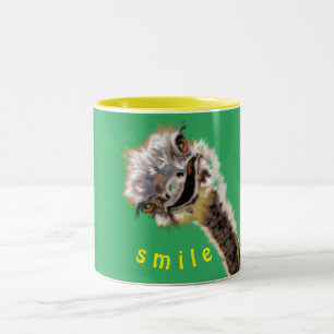 Funny Coffee Mok met Happy Ostrich - glimlach