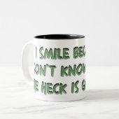 Funny Coffee Mok met Humoureus Gezegde (Voorkant links)