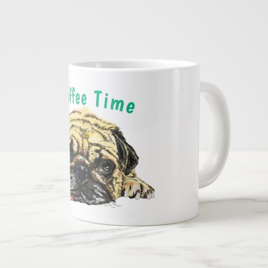 Funny Coffee Mok met Pug Dog - aangepaste tekst (Voorkant rechts)