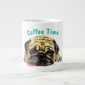 Funny Coffee Mok met Pug Dog - aangepaste tekst (Voorkant)