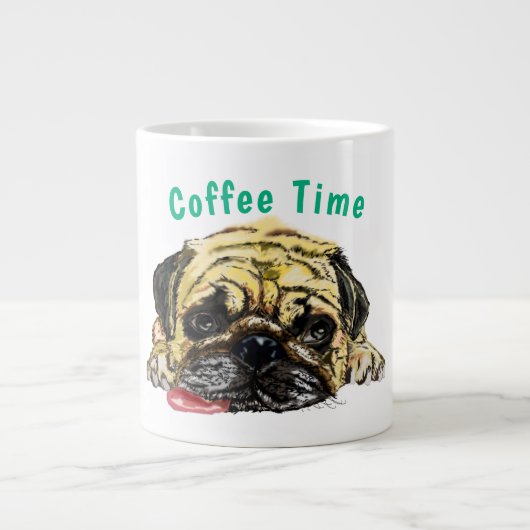 Funny Coffee Mok met Pug Dog - aangepaste tekst (Voorkant)